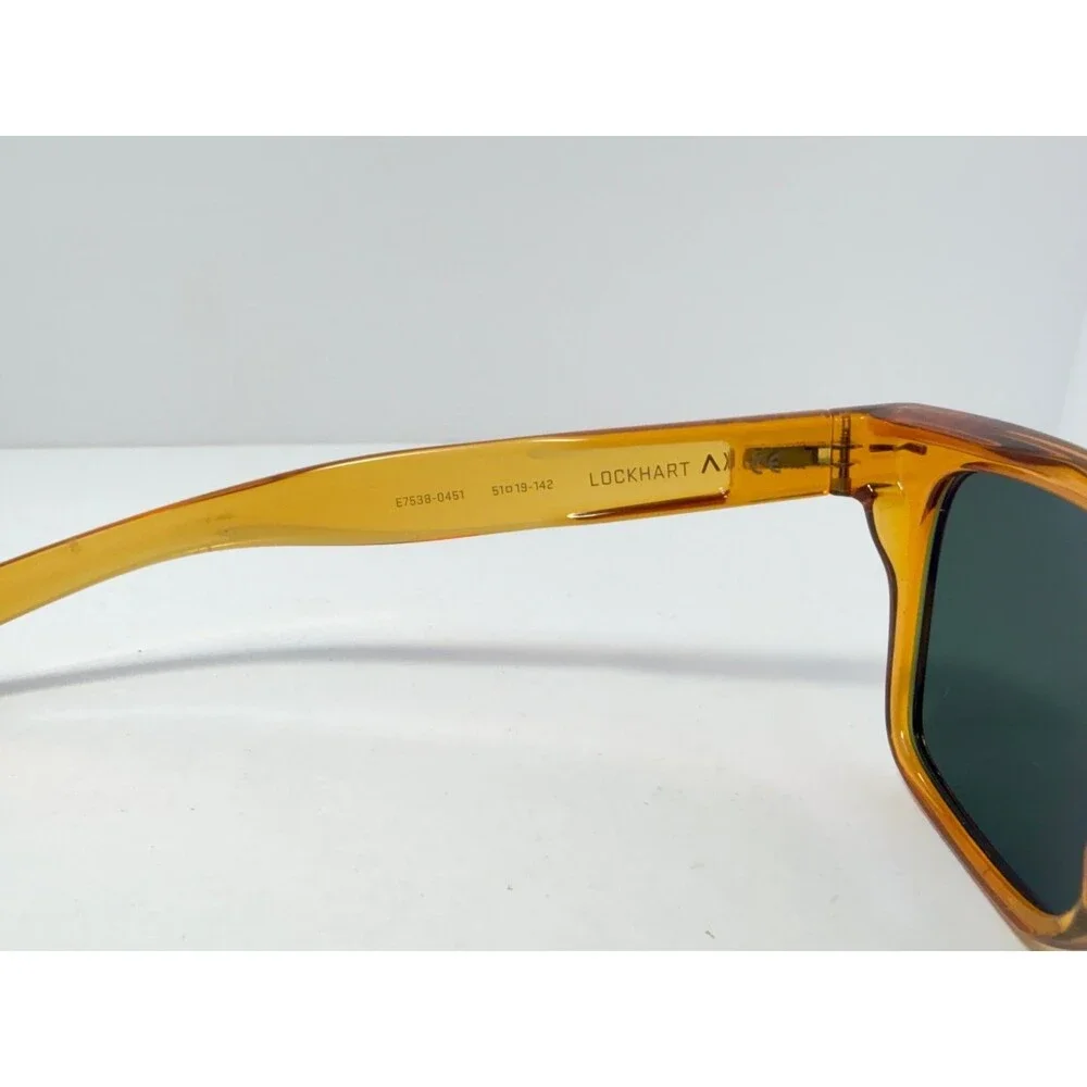 RŌKA Lockhart E7538 0451 Sunglasses Women's Amber Square Polarized Green Lenses